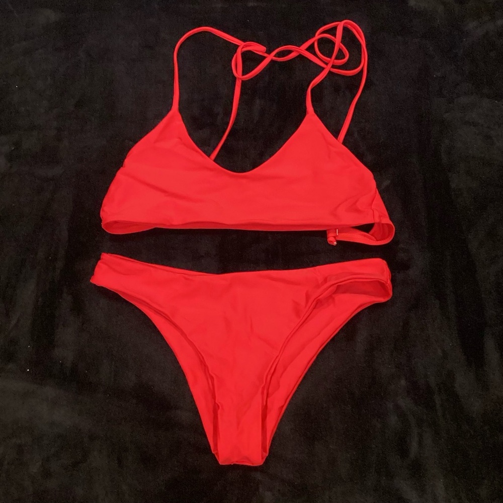 SHEIN Bold Red Bikini Top